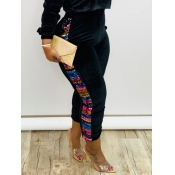Lovely Casual Print Patchwork Black Pants