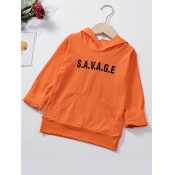 Lovely Trendy Hooded Collar Letter Orange Girl Hoo