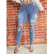 Lovely Street Broken Holes Baby Blue Jeans