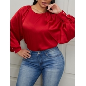 Lovely Trendy Basic Loose Red Blouse