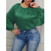 Lovely Stylish Basic Loose Green Blouse