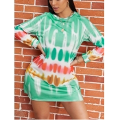 LW Round Neck Tie-dye Dress