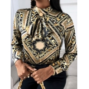 Lovely Stylish Geometric Print Patchwork Yellow Pl