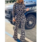 Lovely Street Turtleneck Leopard Print Two Piece P