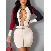 Lovely Sexy Bandage Hollow-out Apricot Knee Length