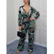 Lovely Casual Pocket Design Camo Print Patchwork O