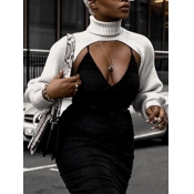 Lovely Street Turtleneck Frontless White Sweater