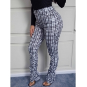 Lovely Trendy Plaid Print Fold Design Black And Wh