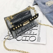 LW Trendy Letter See-through Black Crossbody Bags