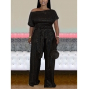 LW Plus Size Party Bateau Neck Short Sleeve Sequin