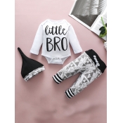 Lovely Street Letter Print Patchwork White Boy Two