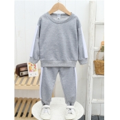 Lovely Sportswear O Neck Striped Grey Boy Two Piec