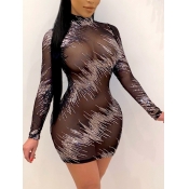 Lovely Sexy Sequined See-through Silver Mini Eveni