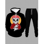 Lovely Men Casual Cartoon Print Patchwork Black Tw