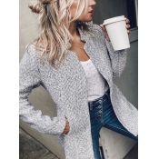 Lovely Formal Turndown Collar Pocket Design Grey W