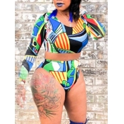 Lovely Sexy Color-lump Patchwork Green Two-piece S