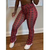 Lovely Trendy Plaid Print Patchwork Fold Design Wi