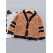 Lovely Casual Striped Pocket Design Brown Boy Card