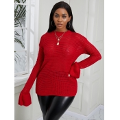 Lovely Sweet Flared Hollow-out Red Sweater