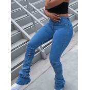 LW Casual Fold Design Skinny Royalblue Jeans