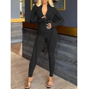 Lovely Sportswear Striped Zipper Design Black One-