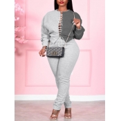 LW Street Bandage Hollow-out Design Patchwork Grey