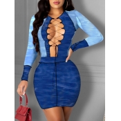 Lovely Sexy Bandage Hollow-out Design Patchwork Bl