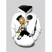 Lovely Street Cartoon Print Patchwork White Boy Ho