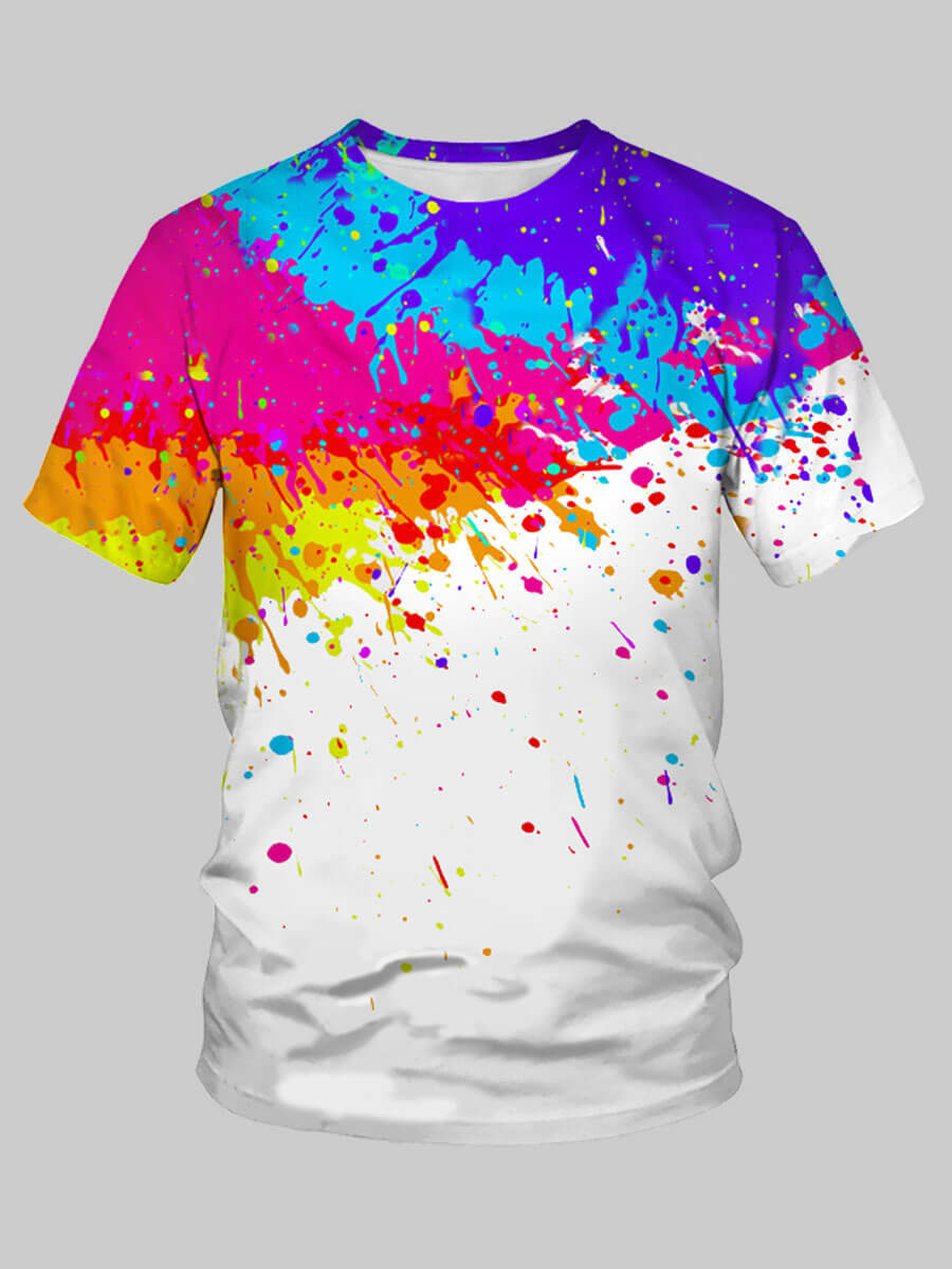 LW Men Casual O Neck Graffiti Print Multicolor T-shirt