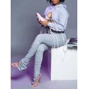Lovely Sexy Hooded Collar Fold Design Grey Two Pie