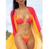 LW Trendy Gradient Lace-up Red Two-piece Swimsuit(