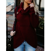 Lovely Casual Button Cross-over Design Wine Red Pl