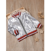 Lovely Street Striped Zipper Design Silver Boy Coa