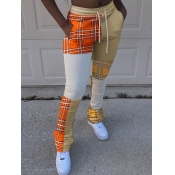 LW BASICS Plaid Print Patchwork Pants