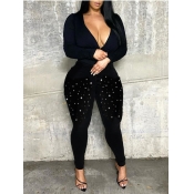 Lovely Street High-waisted Sequined Black Jeans
