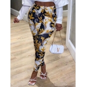 Lovely Sweet Mid Waist Floral Print White Pants