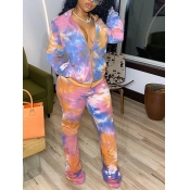 Lovely Casual Tie Dye Fold Design Blue Two Piece P