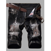 LW Men Mid Waist Ripped Patchwork Denim Shorts (No