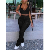 LW Crop Top Drawstring Ruched Pants Set