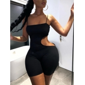 LW BASIC Spaghetti Strap Hollow-out Romper