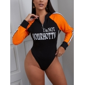 Lovely Sportswear Letter Print Striped Patchwork B