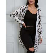 Lovely Casual Long Sleeve Leopard Print Trench Coa