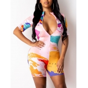 Lovely Casual Mandarin Collar Letter Print Pink On