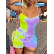 Lovely Street Spaghetti Strap Tie-dye Multicolor O