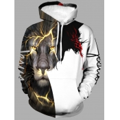 LW Men Lion Letter Print Hoodie