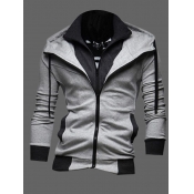 Lovely Men Casual Hooded Collar Print Baby Blue Ho