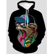 Lovely Men Casual Hooded Collar Print Baby Blue Ho