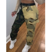 Lovely Street Mid Waist Print Pocket Design Patchw