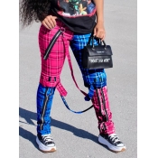 Lovely Street Mid Waist Plaid Print Patchwork Band
