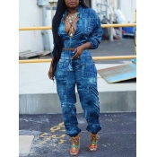 LW Turndown Collar Print Pants Set